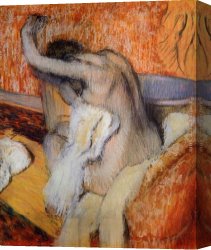 Woman with a Mirror Canvas Paintings - After the Bath, Woman Drying Herself by Edgar Degas