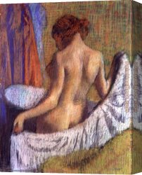 The Harem Bath Canvas Paintings - After the Bath, woman with a Towel by Edgar Degas