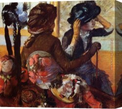 Ladies at The Milliners Canvas Paintings - At the Milliners by Edgar Degas
