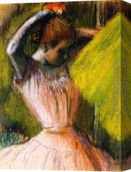 Ballet Canvas Paintings - Ballet Corps Member Fixing Her Hair by Edgar Degas