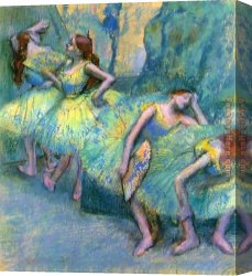 Ballet Canvas Paintings - Ballet Dancers in the Wings by Edgar Degas