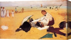 Edgar Canvas Paintings - Beach Scene by Edgar Degas