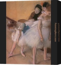 Ballet Rehearsal Canvas Paintings - Before the Rehearsal by Edgar Degas