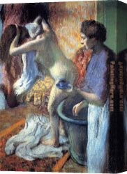 The Harem Bath Canvas Paintings - Breakfast after the Bath II by Edgar Degas