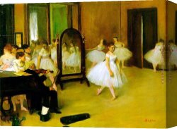 Ballet Canvas Paintings - dance class by Edgar Degas