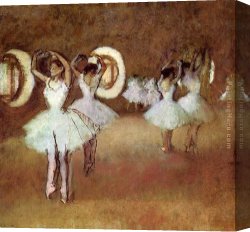 Ballet Rehearsal Canvas Paintings - Dance Rehearsal in theStudio of the Opera by Edgar Degas