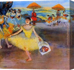 Bouquet Canvas Paintings - Dancer with bouquet, curtseying by Edgar Degas