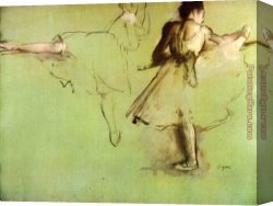 Ballet Canvas Paintings - Dancers at the Barre by Edgar Degas