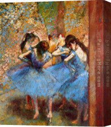 Ballet Canvas Paintings - Dancers in Blue by Edgar Degas