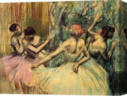 (wings) Canvas Paintings - Dancers in the Wings by Edgar Degas