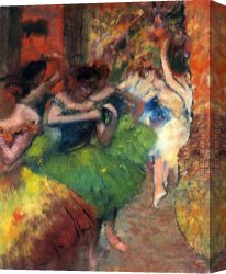 (wings) Canvas Paintings - Dancers in the Wings II by Edgar Degas