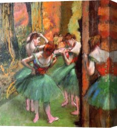 Green Canvas Paintings - Dancers, Pink and Green by Edgar Degas