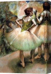 Green Canvas Paintings - Dancers, Pink and Green I by Edgar Degas