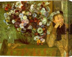 Chrysanthemums Canvas Paintings - Madame Valpinon with Chrysanthemums by Edgar Degas