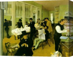 Portrait Canvas Paintings - Portrait in a New Orleans Cotton Office by Edgar Degas