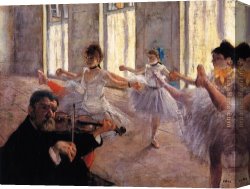 Ballet Rehearsal Canvas Paintings - Rehearsal by Edgar Degas
