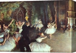 Ballet Canvas Paintings - Rehearsal on the Stage by Edgar Degas