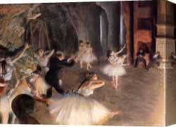 Ballet Rehearsal Canvas Paintings - The Rehearsal on Stage by Edgar Degas