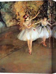 Rehearsal on The Stage Canvas Paintings - Two Dancers on a Stage by Edgar Degas