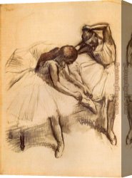 Edgar Canvas Paintings - Two Dancers V by Edgar Degas
