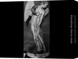 Club Canvas Paintings - Cupid Making a Bow out of the Club of Hercules by Edme Bouchardon