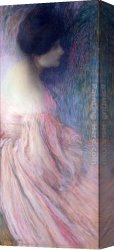 Femme Canvas Paintings - Femme en robe rose by Edmond Francois Aman-Jean