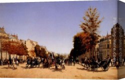 Les Champs Elysees Au Petit Matin Canvas Paintings - View Of The Champs-Elysees From The Place De L'Etoile by Edmond Grandjean