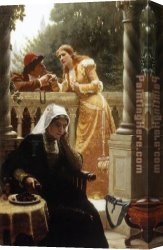 Edmund Blair Leighton Canvas Paintings - A Stolen Interview by Edmund Blair Leighton