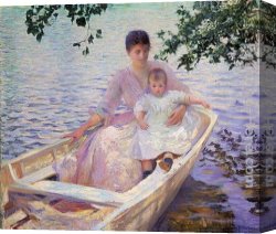 Mother And Child 7 Canvas Paintings - Mother and Child in a boat by Edmund Charles Tarbell