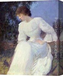 Portrait of a Woman Canvas Paintings - Portrait of a Woman in white by Edmund Charles Tarbell