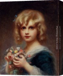 Waterhouse Gather Flower Girls Canvas Paintings - Girl With Flowers by Edouard Cabane