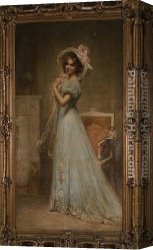 Lady Plays The Blues Canvas Paintings - Lady in Blue by Edouard Cabane