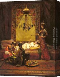Wilhelm Canvas Paintings - In the Harem by Edouard Frederic Wilhelm Richter