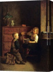 Story Canvas Paintings - A Good Story by Edouard Frere