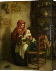 Feeding Canvas Paintings - Feeding Time by Edouard Frere