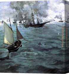 Battle Canvas Paintings - Battle of the 'Kearsarge' and the 'Alabama' by Edouard Manet