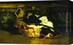 The Guitar 1918 Canvas Paintings - Guitar And Hat by Edouard Manet