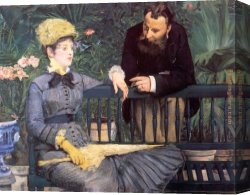 Edouard Manet Canvas Paintings - In the Conservatory by Edouard Manet