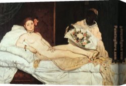 Edouard Manet Canvas Paintings - Olympia by Edouard Manet
