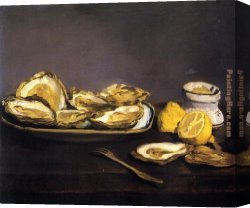 Edouard Manet Canvas Paintings - Oysters by Edouard Manet