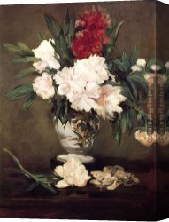 Edouard Manet Canvas Paintings - Peonies In A Vase by Edouard Manet
