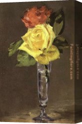Roses Canvas Paintings - Roses in a Champagne Glass by Edouard Manet