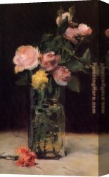 Les Roses Et Jasmin Dans Le Vase De Delft Canvas Paintings - Roses in a Glass Vase by Edouard Manet