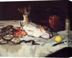 Around The Fish Canvas Paintings - Still Life with Fish by Edouard Manet