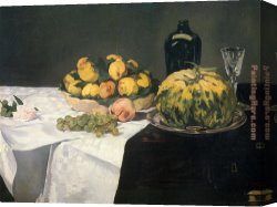 Still Life with Peaches And Pears Canvas Paintings - Still Life with Melon and Peaches 2 by Edouard Manet