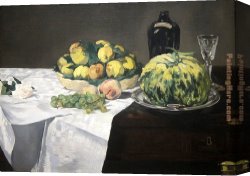 Still Life with Peaches And Pears Canvas Paintings - Still Life with Melon and Peaches by Edouard Manet