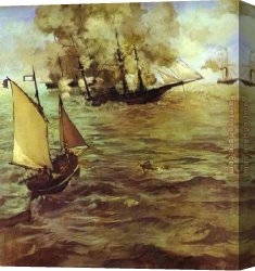 Battle Canvas Paintings - The Battle Of The Kearsarge And The Alabama by Edouard Manet