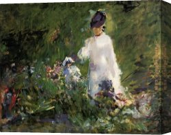 Mujeres Con Flores Y Frutos (women with Flowers And Vegetables Canvas Paintings - Young Woman among the Flowers by Edouard Manet