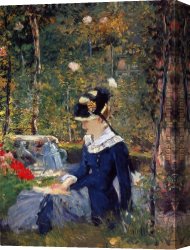The Women in The Garden Canvas Paintings - Young Woman in the Garden by Edouard Manet