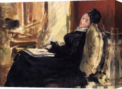 Reading a Book Canvas Paintings - Young Woman with Book by Edouard Manet